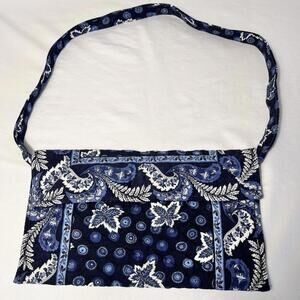 Vera Bradley Bag Navy Paisley Flap Hook & Loop Fastener